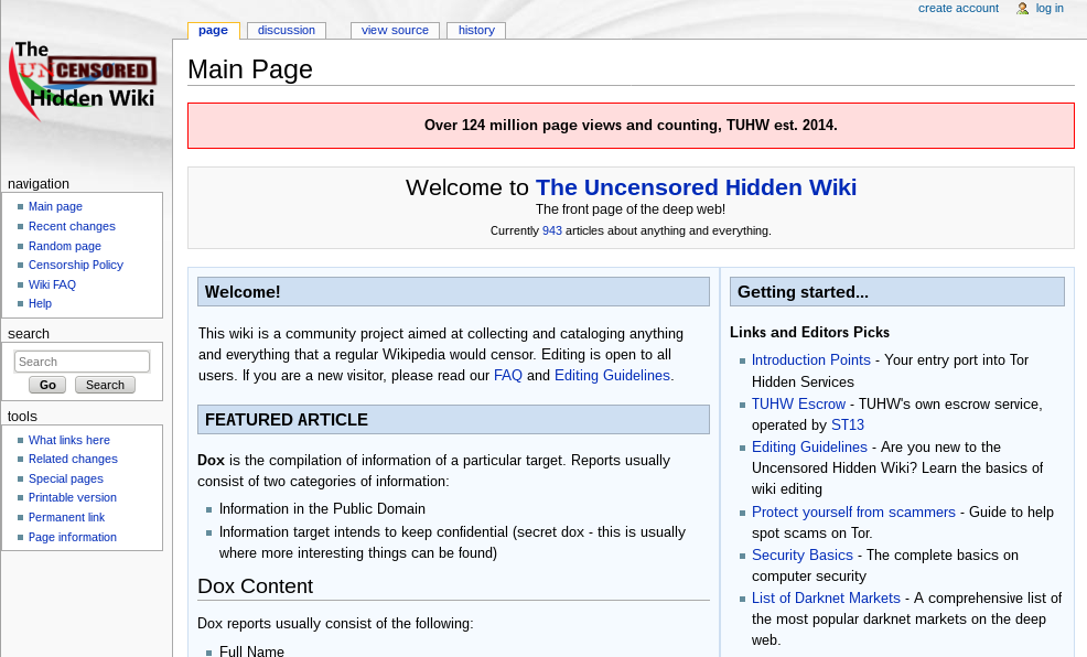 The Hidden Wiki - Screenshot